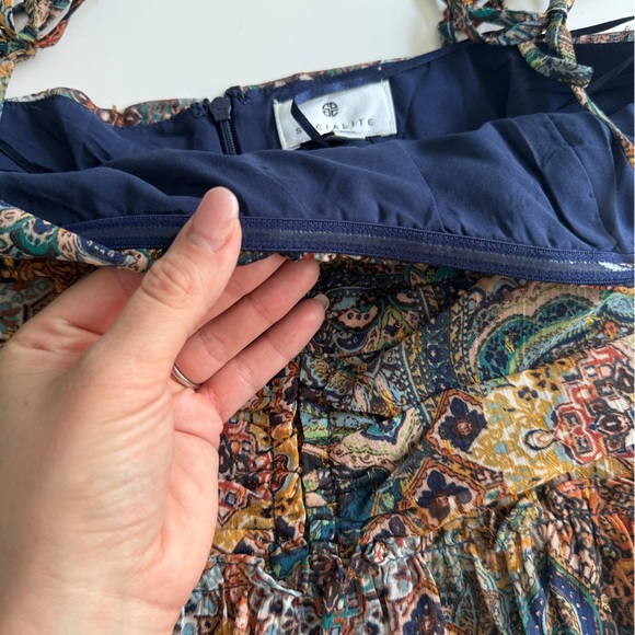 NWT Socialite Ruched Bodice Tie‎ Strap Maxi Sundress Small S Wedding Guest Party - Picture 7 of 15